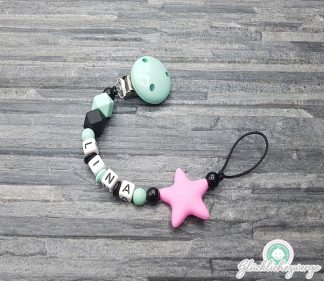 Personalisierte Schnullerkette mit Namen / Namenskette Baby